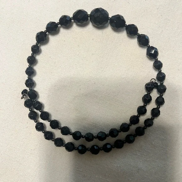 Black Shiny Beaded Choker Necklace, Y2K Style, Special Occasion or Party - Picture 1 of 3